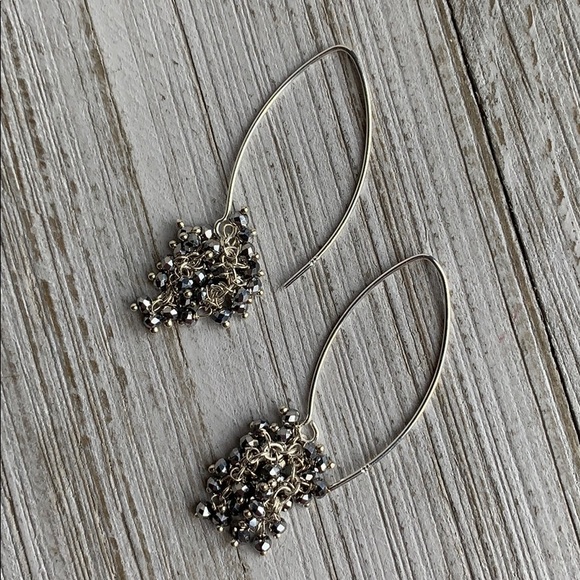 Sterling Silver Pyrite Cluster Dangle Earrings NEW - Picture 3 of 8